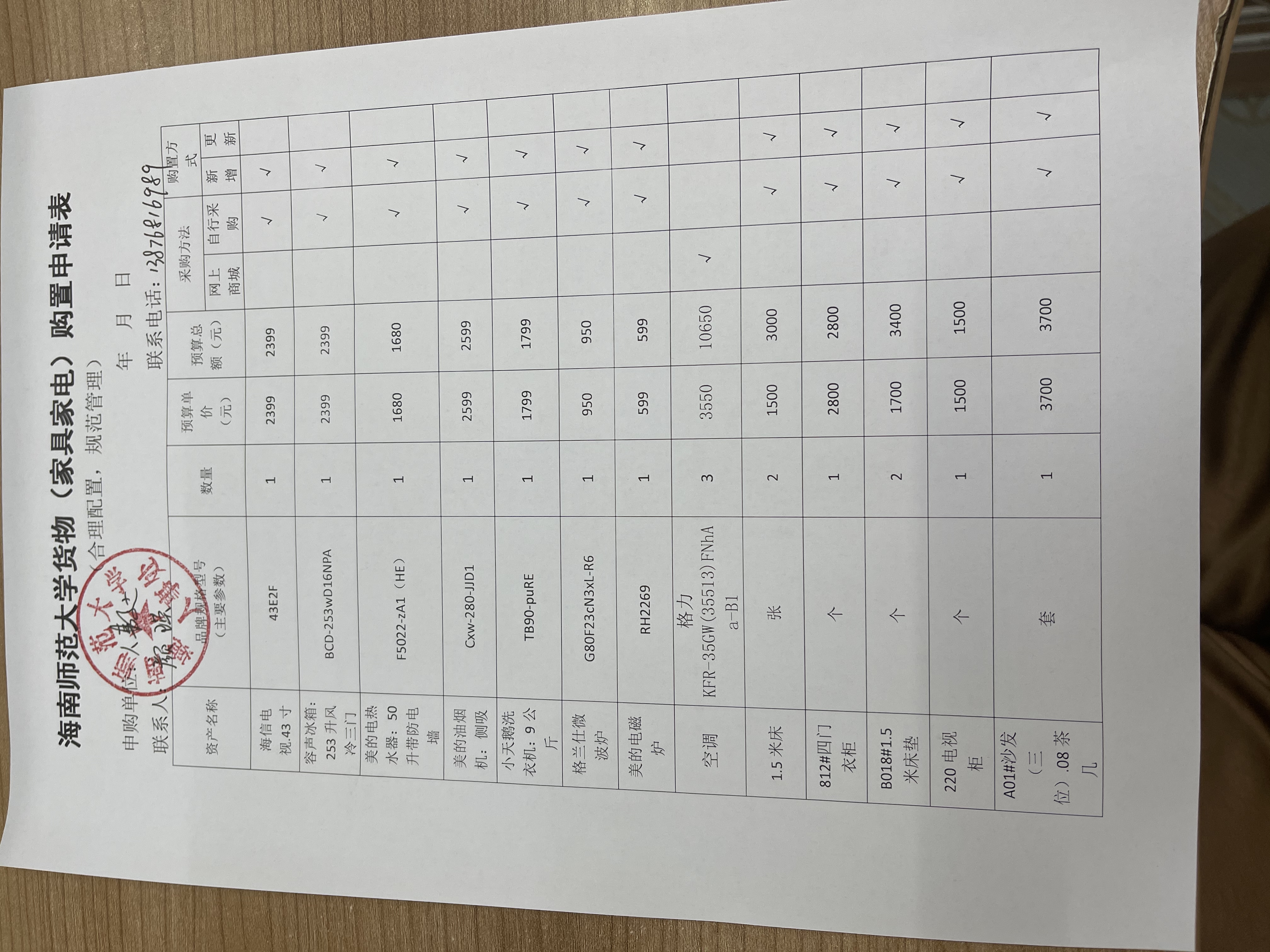 人事处专家周转房家具家电采购公示